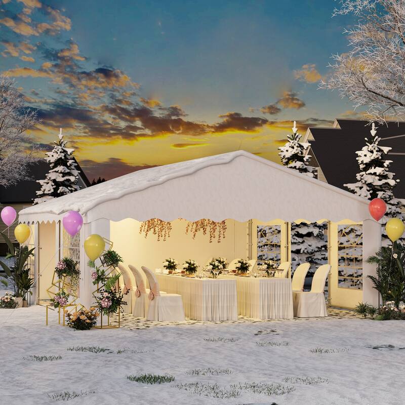 Durable Party Tent Gazebo for Events, Weddings, and BBQs - Includes Removable Sidewalls with Windows & Storage Bags, White