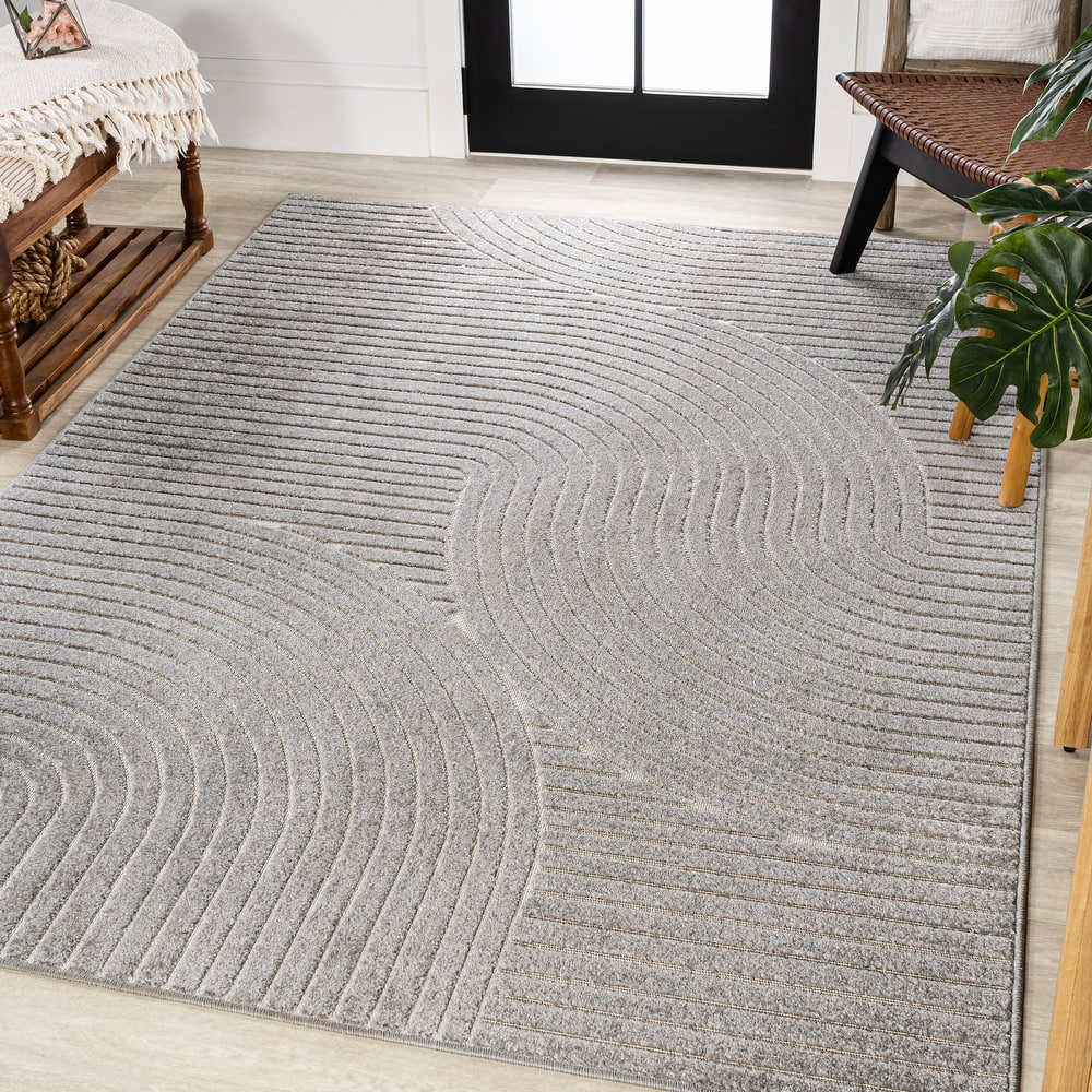 JONATHAN Y Odense Minimalist Curve Geometric Gray/Ivory Area Rug