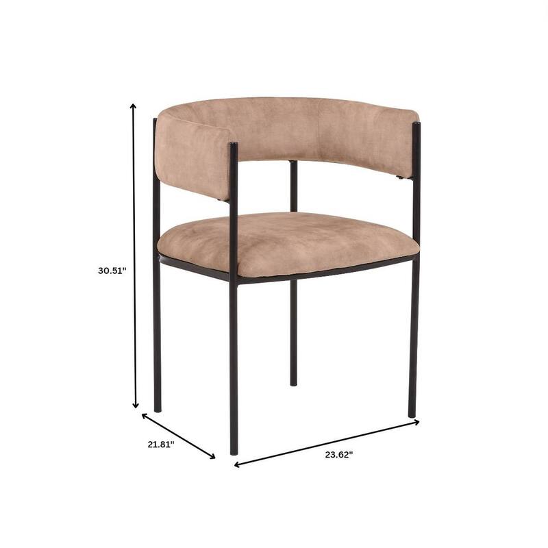 Dining Chair in Leather with Open-Back and Powder Coated Iron Legs Set of 4