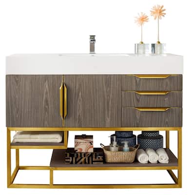 James Martin Vanities Columbia 48" Single Vanity, Ash Gray with Radiant Gold Hardware