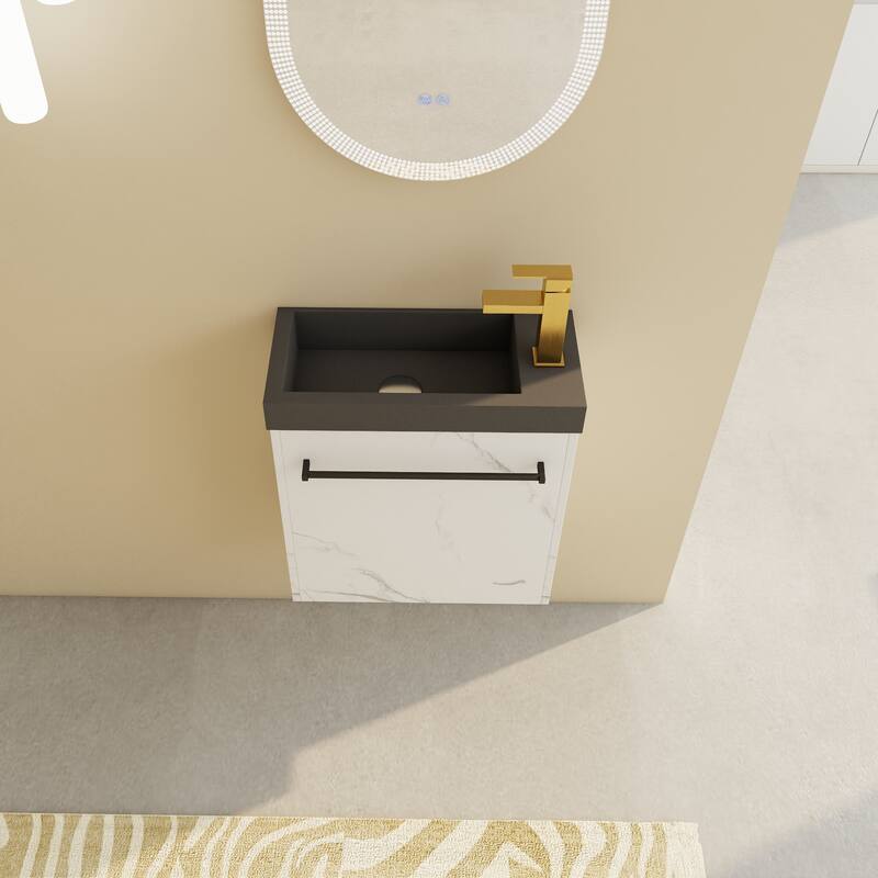 GDFStudio - Milo Modern Wall-Mounted Bathroom Vanity with White Resin Sink and Soft-Close Cabinet Door