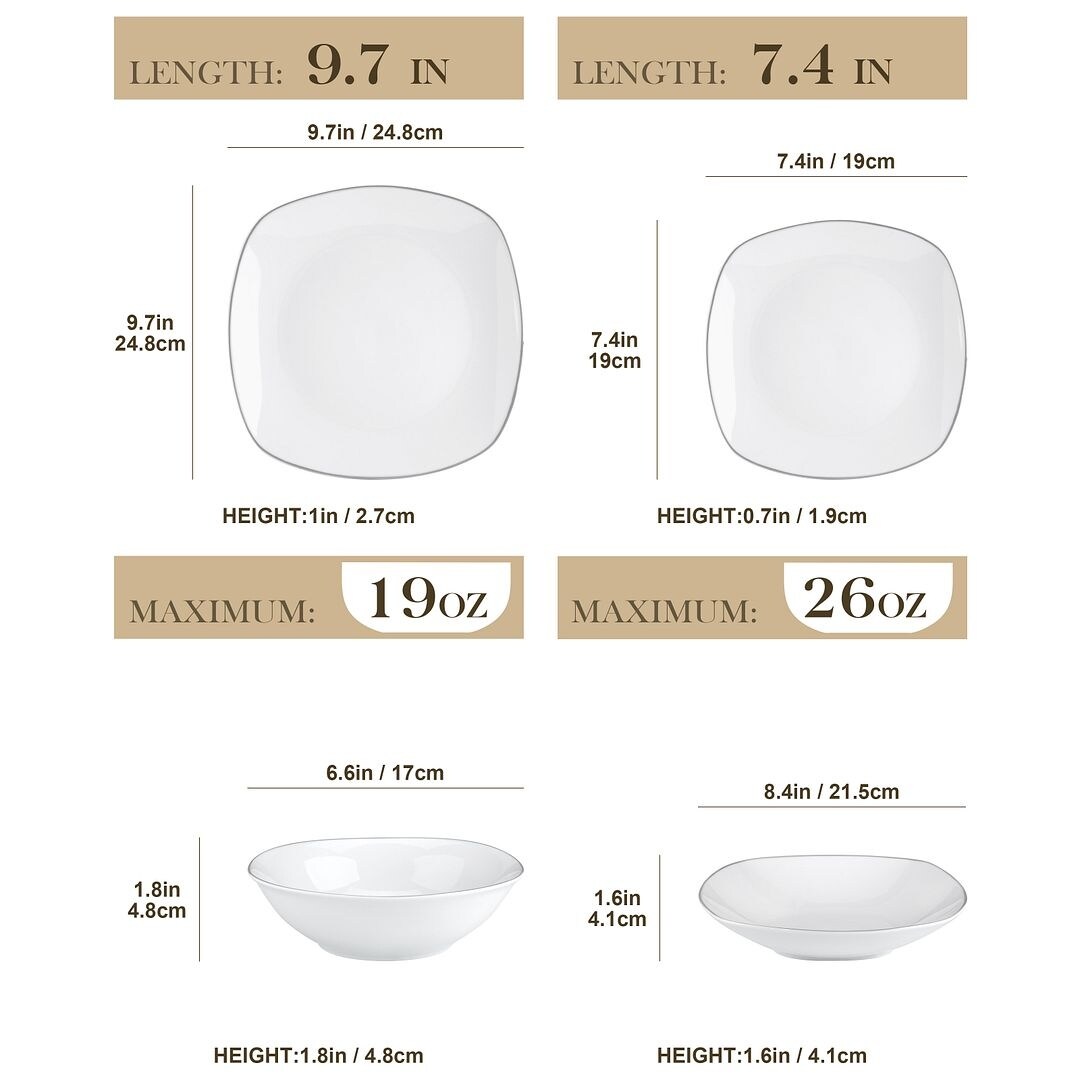 MALACASA Elisa 6 Piece Porcelain Dessert Plates - Bed Bath