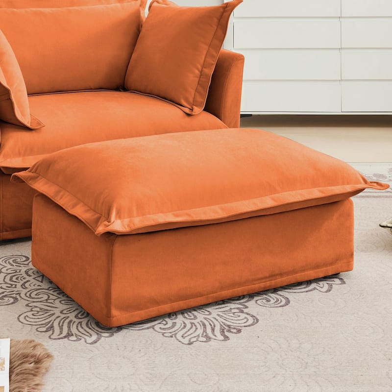 ​Contemporary Footstool - Chenille Fabric