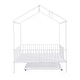 preview thumbnail 10 of 11, House-Shaped Metal Full Size House Bed with Semi-enclosed Fence and Twin Size Trundle
