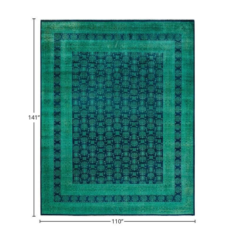 Fine Vibrance, One-of-a-Kind Hand-Knotted Area Rug - Green, 9' 2" x 11' 9" - 9' 2" x 11' 9"