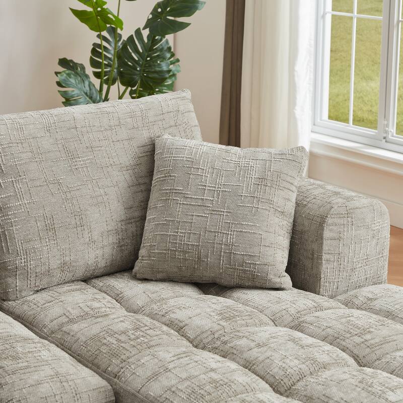 Oversized Chenille Sectional Sofa, Full-Compressed 4 Seater Sofa, Upholstered Sleeper Couch with L-Shape Chaise