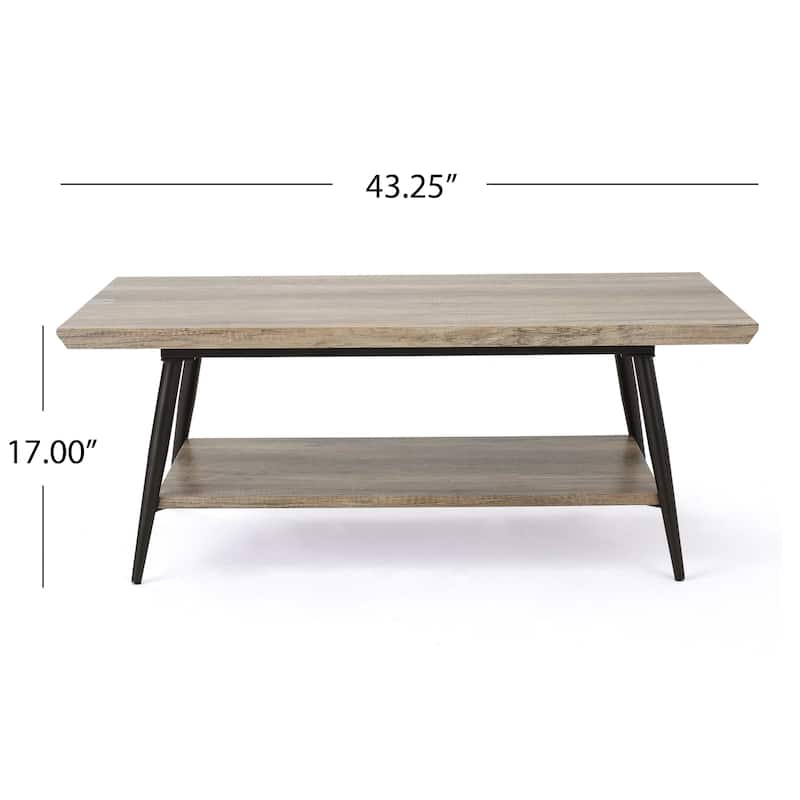 Mid-Century Modern Coffee Table 2 Tier Coffee Table Stylish Coffee Table with Lower Shelf for Living Room