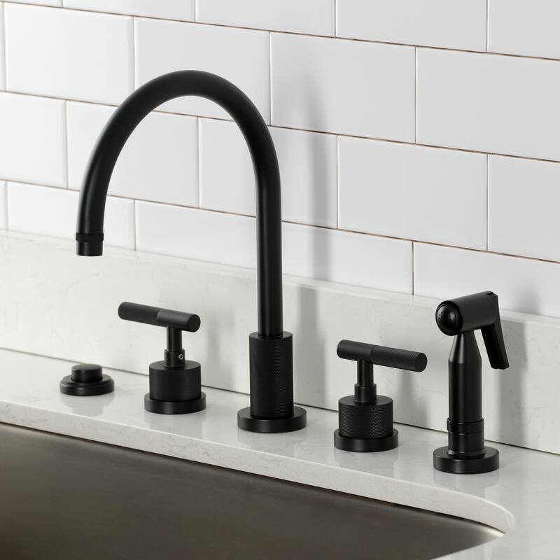 Kingston Brass Essex Double-Handle Wall-Mount Pre-Rinse Bridge Kitchen Faucet