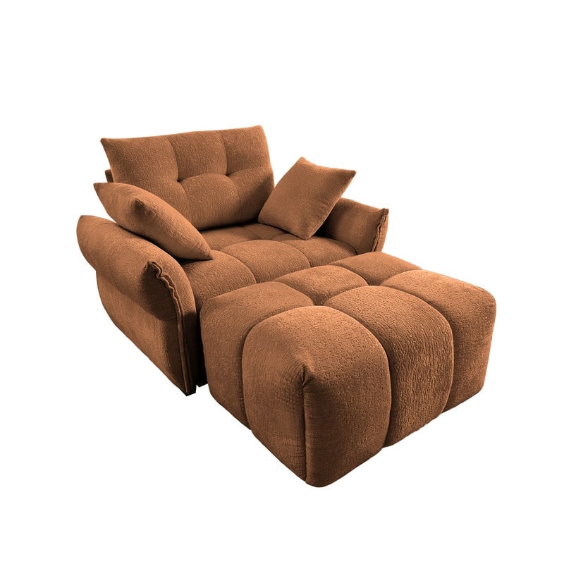 47.2" Chenille Upholstered Sofa with Ottoman