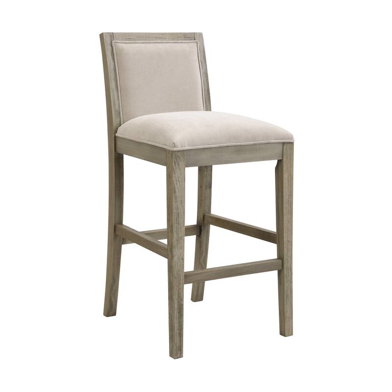 Modern 30.5" Set of 2 Bar Stools with Fabric Foam Cushioned Seats, Solid Wood Frame for Kitchen Island Dining Room Living Room