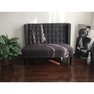 Shop Dark Grey Tufted Upholstered Banquette Bench - On ...