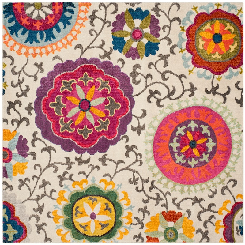 SAFAVIEH Monaco Bengul Boho Rug - 6'7" Square - Ivory/Multi