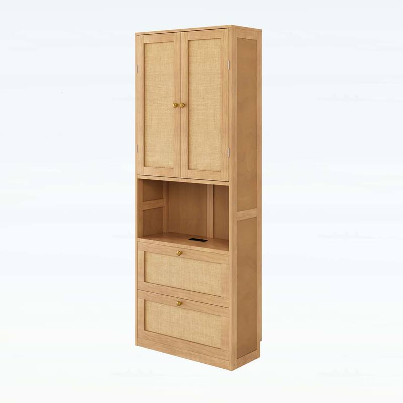 2 Doors Storage Cabinet with USB Port and 3 Drawers,for Home Storage and Decor