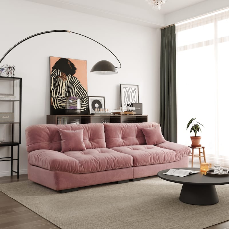 105" Suede Fabric Sectional Sofa Cloud Shape Couch for Living Room