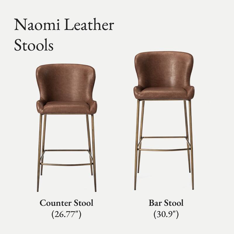 Maven Lane Naomi Metal and Vegan Leather Kitchen Dining Stool