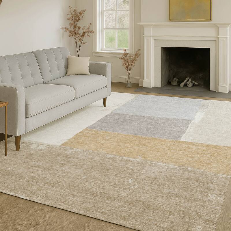 Machine Washable Indoor/ Outdoor Abstract Kraig Chantille Rug