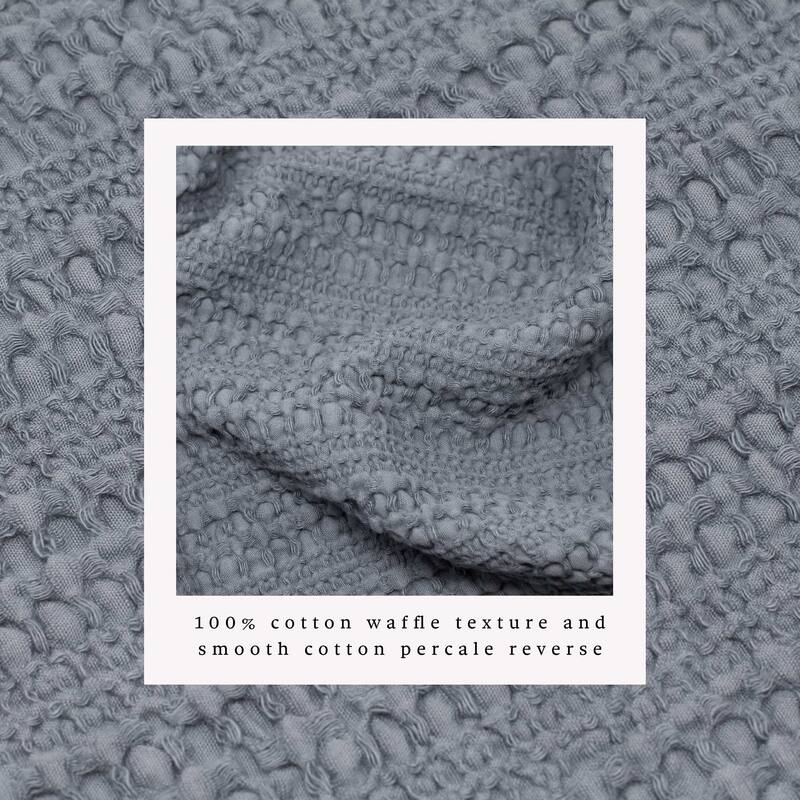 Linery & Co. Cotton Reversible Waffle Weave / Percale Duvet Cover Set