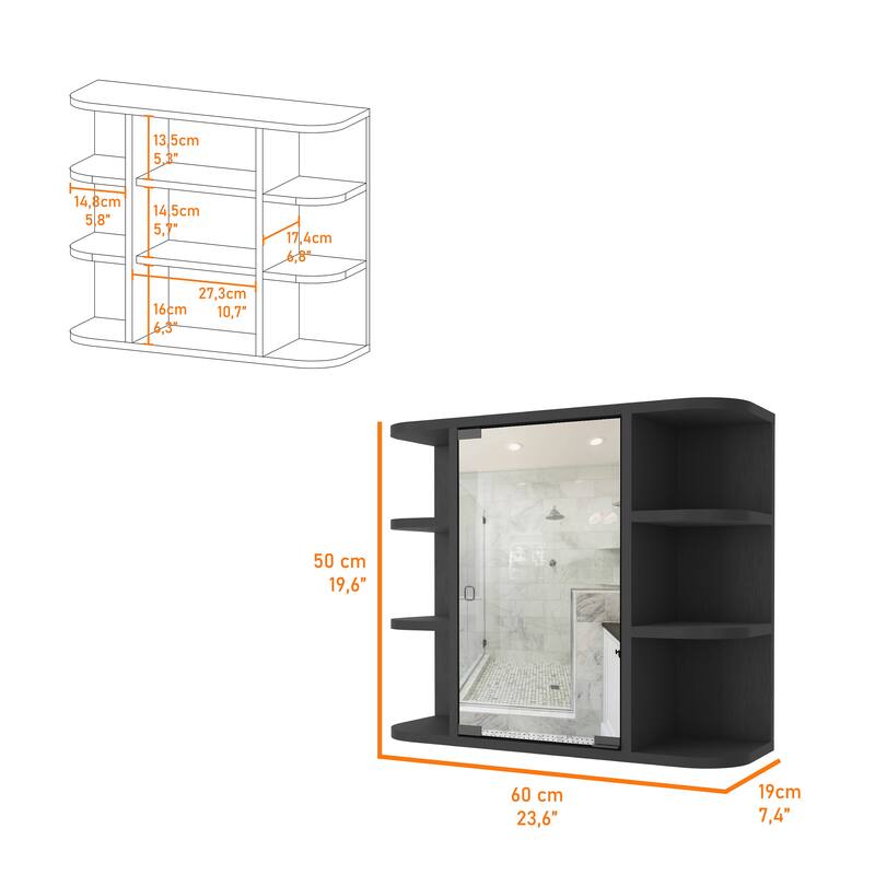 6-Shelf Medicine Cabinet with Mirorr