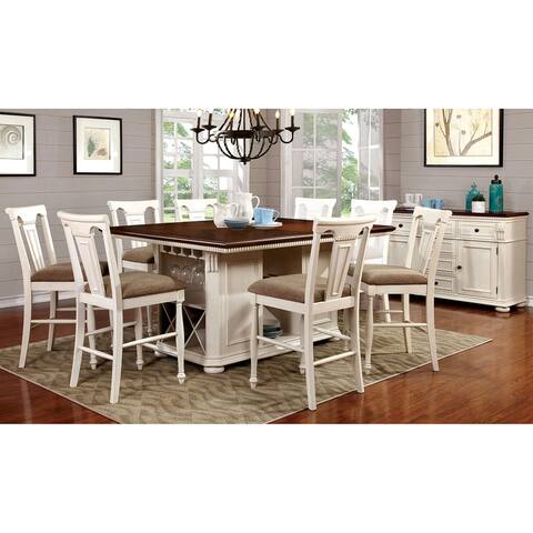 7 Piece Counter Height Dining Set in Off-White and Cherry