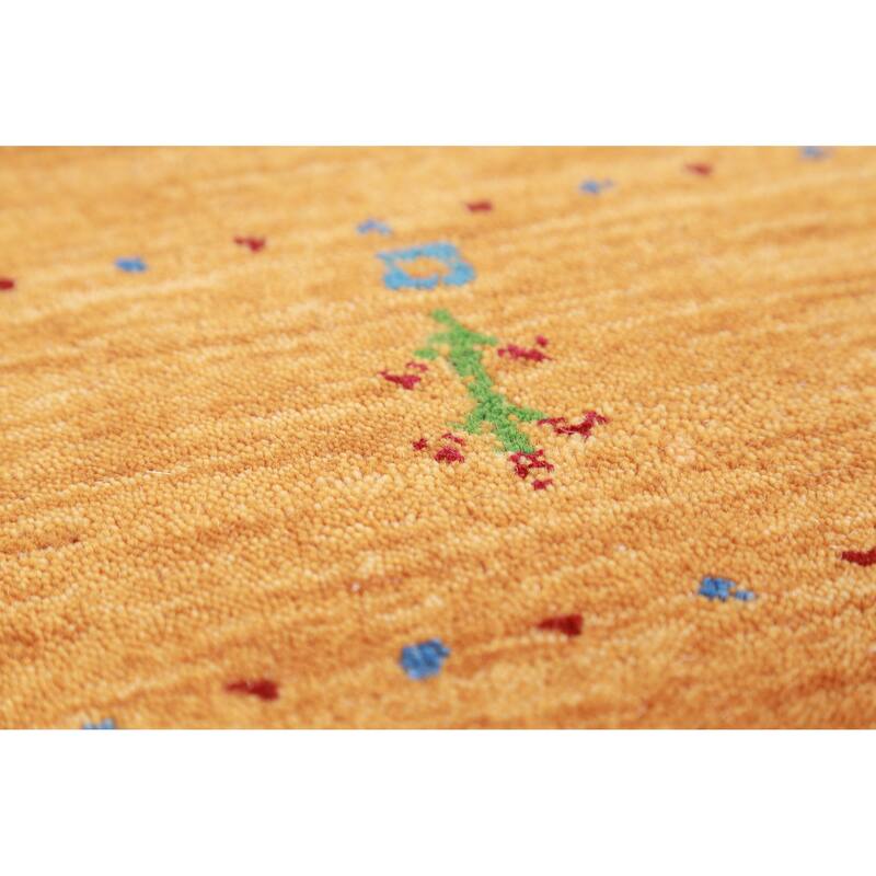 Hand Knotted Oriental 100% Wool Carpet Tribal Animal Pictorial Oranges & Rust Gabbeh Area Rug - 8' 0'' X 4' 10''