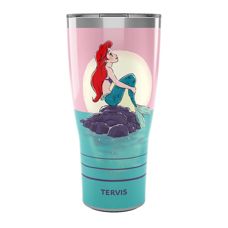 Tervis Traveler Disney The Little Mermaid Thoughtful Ariel Triple Walled Insulated Tumbler Travel 30oz, Stainless Steel