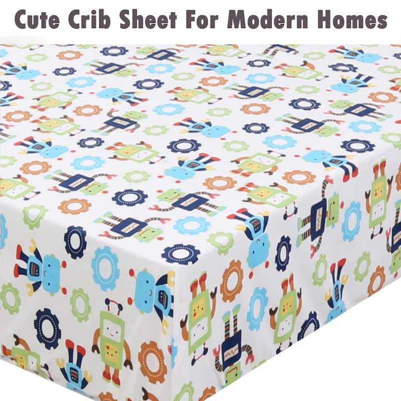 Unisex Multi-color Cotton Toddler/Baby Crib Child Fitted Sheet Set (Pack of 3) - N/A