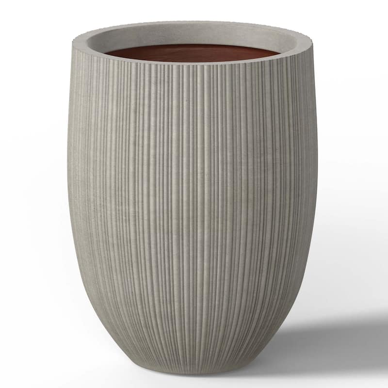 Concrete Round Planter Flower Pot with Drainage Holes - 17 x 21.5 in - Natural Gray