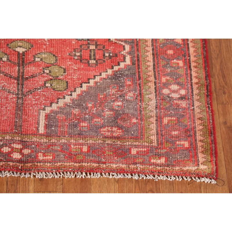 Hand Knotted Oriental 100% Wool Carpet Traditional Geometric Red Hamedan Area Rug - 6' 4'' X 4' 0''