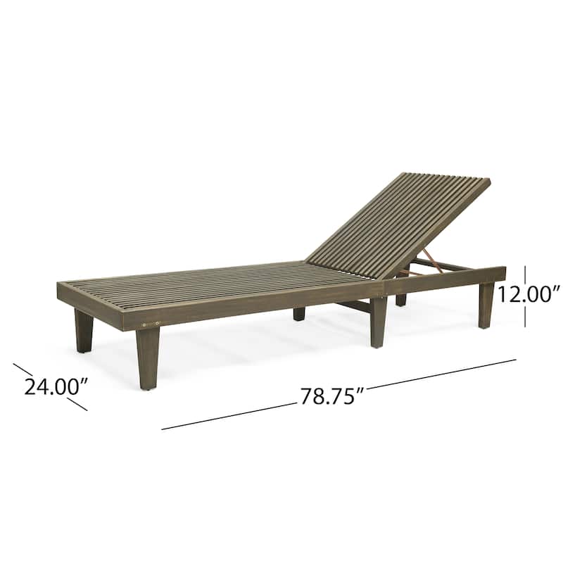 Nadine Outdoor Adjustable Wood Chaise Lounge by Christopher Knight Home