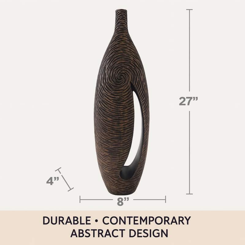 Aria Home Brown Textured Large Polyresin Vase Luxury Rustic Floor Decor