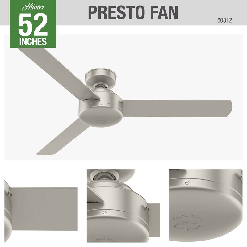 Hunter 52" and 44" Presto Ceiling Fan w/ Wall Control - Contemporary, Industrial, Scandinavian