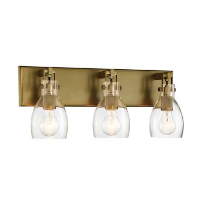 Lavery Tiberia Plated Pewter & Clear Glass 3 Light Bath Bar