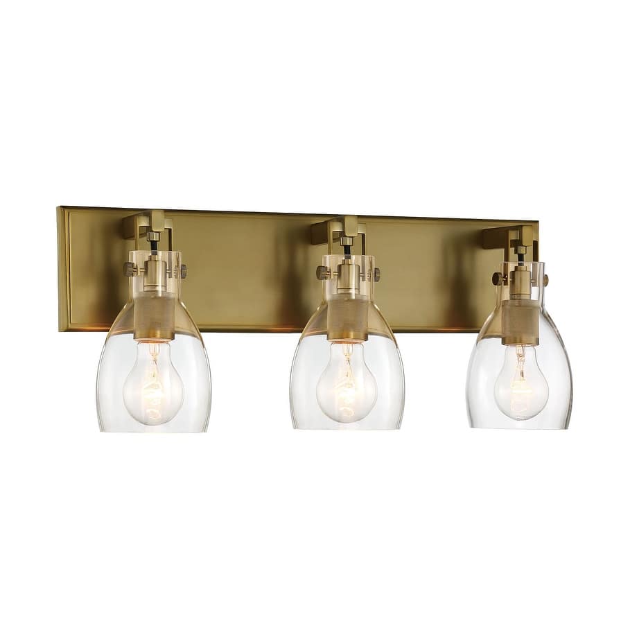 Lavery Tiberia Plated Pewter & Clear Glass 3 Light Bath Bar