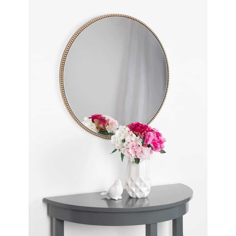 Kate and Laurel Gwendolyn Round Beaded Accent Wall Mirror