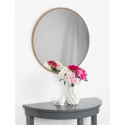 Kate and Laurel Gwendolyn Round Beaded Accent Wall Mirror