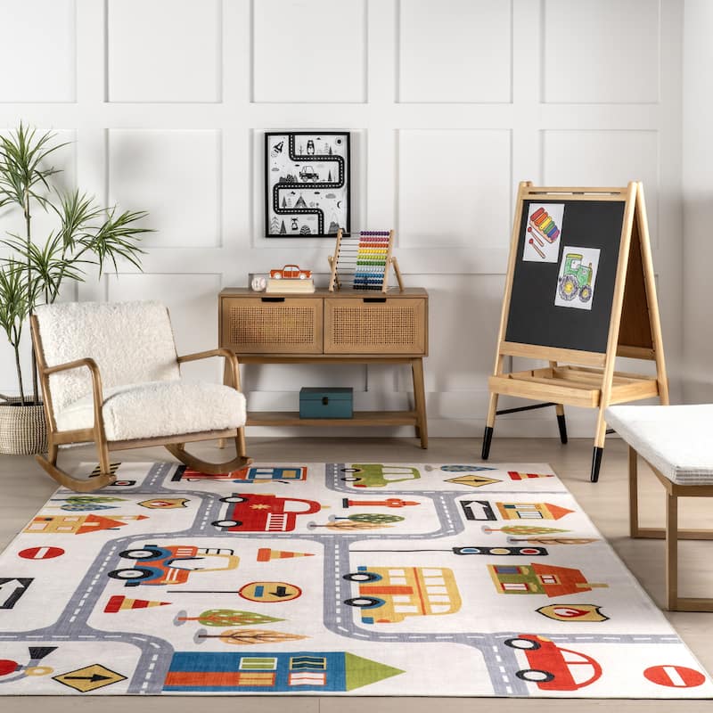 Nuloom Carmina SpinClean City Streets Machine Washable Kids Area Rug
