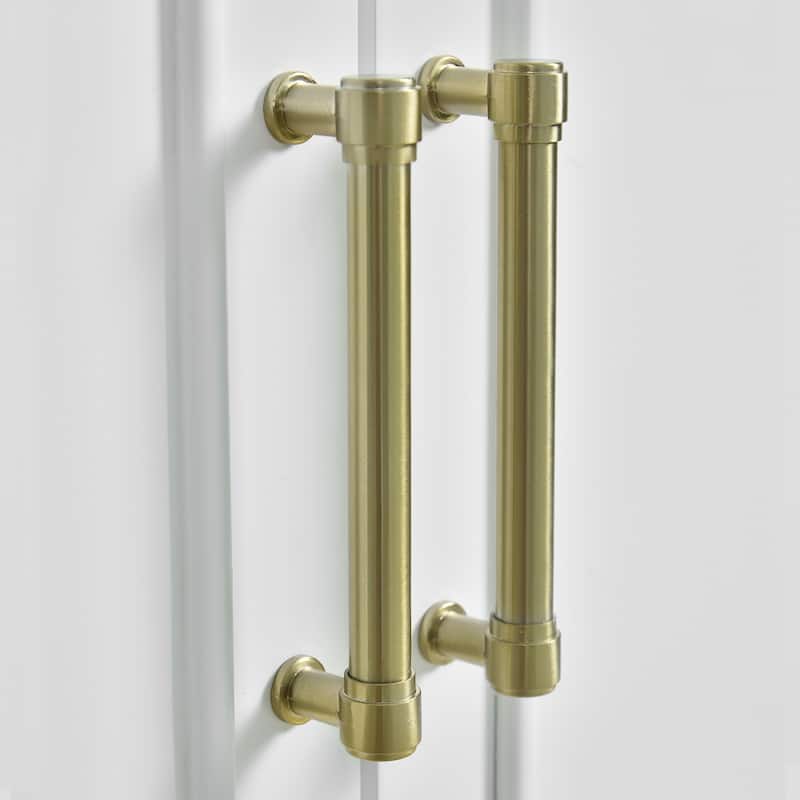 Bathroom Vanity Adjustable White Cabinet with Drawers and Gold Handles