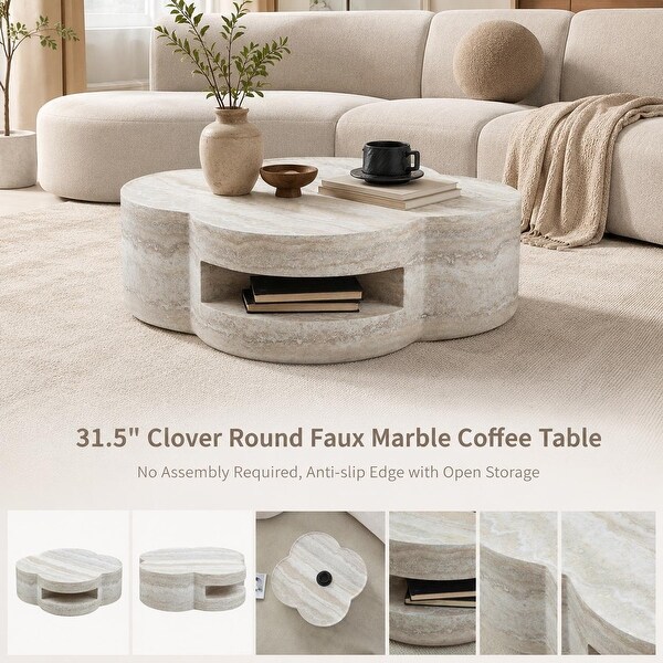 Modern Faux Marble Coffee Tables for Living Room, Anti-Slip Raised