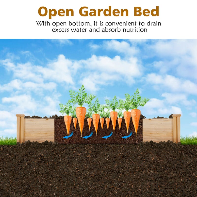 Costway Raised Garden Bed Wooden Garden Box Planter Container U-Shaped - See Details