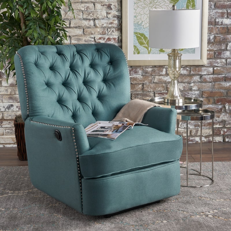Indulge in Supreme Comfort: Electric Recliner Chair with Elegant Copper Accents and Soft Teal Upholstery - Teal