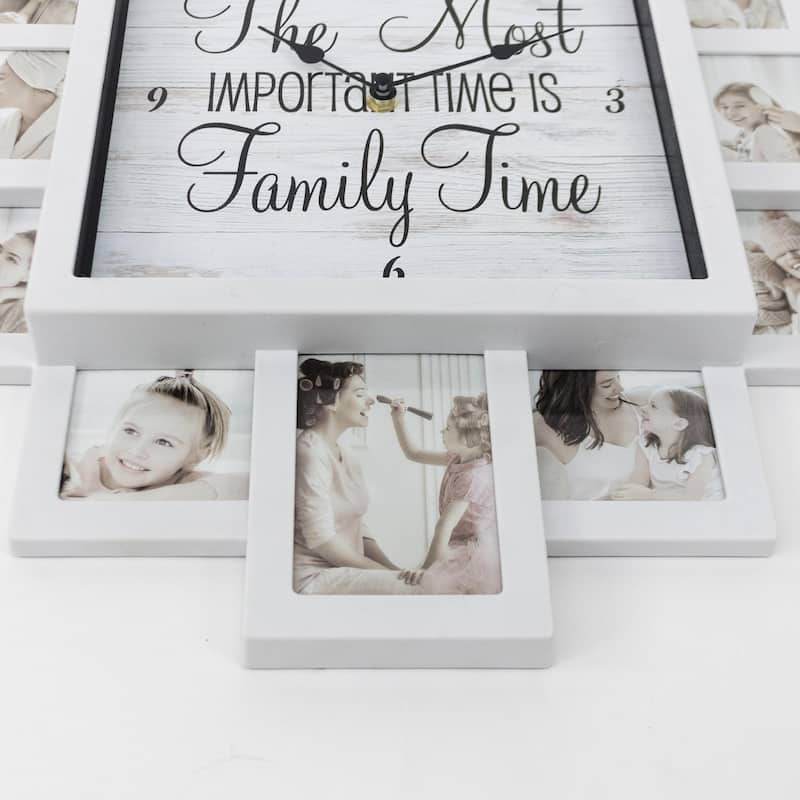 Shabby-Chic Family Time Picture Frame Collage Wall Clock - 20" x 20"