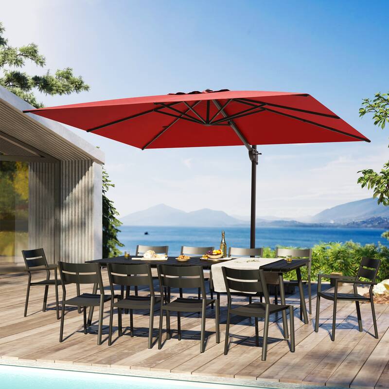 9 x 12 ft Outdoor Shade Parasol Patio Cantilever Offset Umbrella, No Base