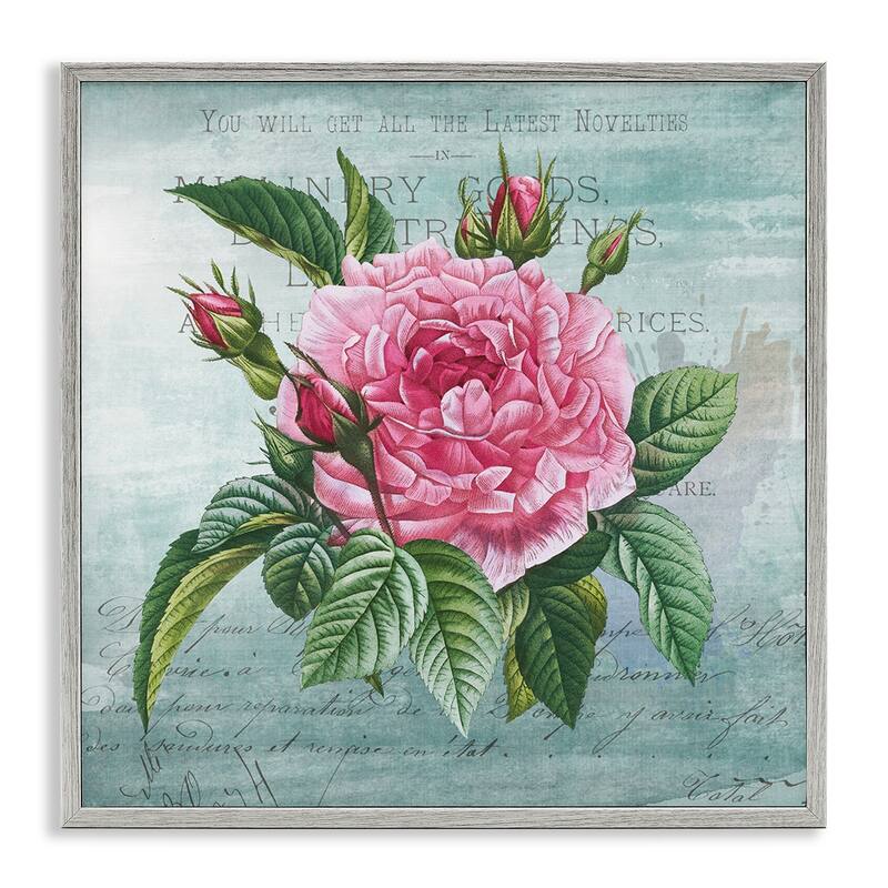 Stupell Pink Dahlia over Rustic Framed Giclee Art Design By Susan Arnot - 12 x 12 - Grey