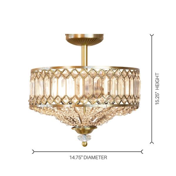 Silver Orchid Furey Bronze Tiered Glass Semi-flush Lighting Fixture - 14.75"L x 14.75"W x 15.25"H - 14.75"L x 14.75"W x 15.25"H