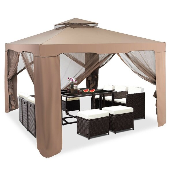 Gymax 10'x 10' Canopy Gazebo Tent Shelter W/Mosquito ...