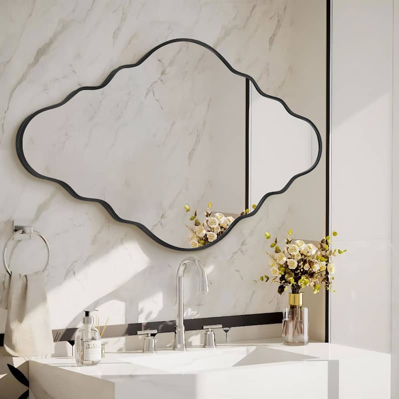 Modern Irregular Aluminum Alloy Framed Decorative Wall Mirror - Black - 20x35