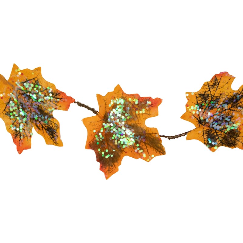 10-Count LED Fall Harvest Maple Leaves Micro Fairy Light Set 4ft Brown Wire
