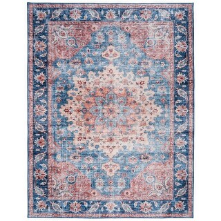 ReaLife Distressed Light Blue Medallion Rug - Bed Bath & Beyond - 34143048