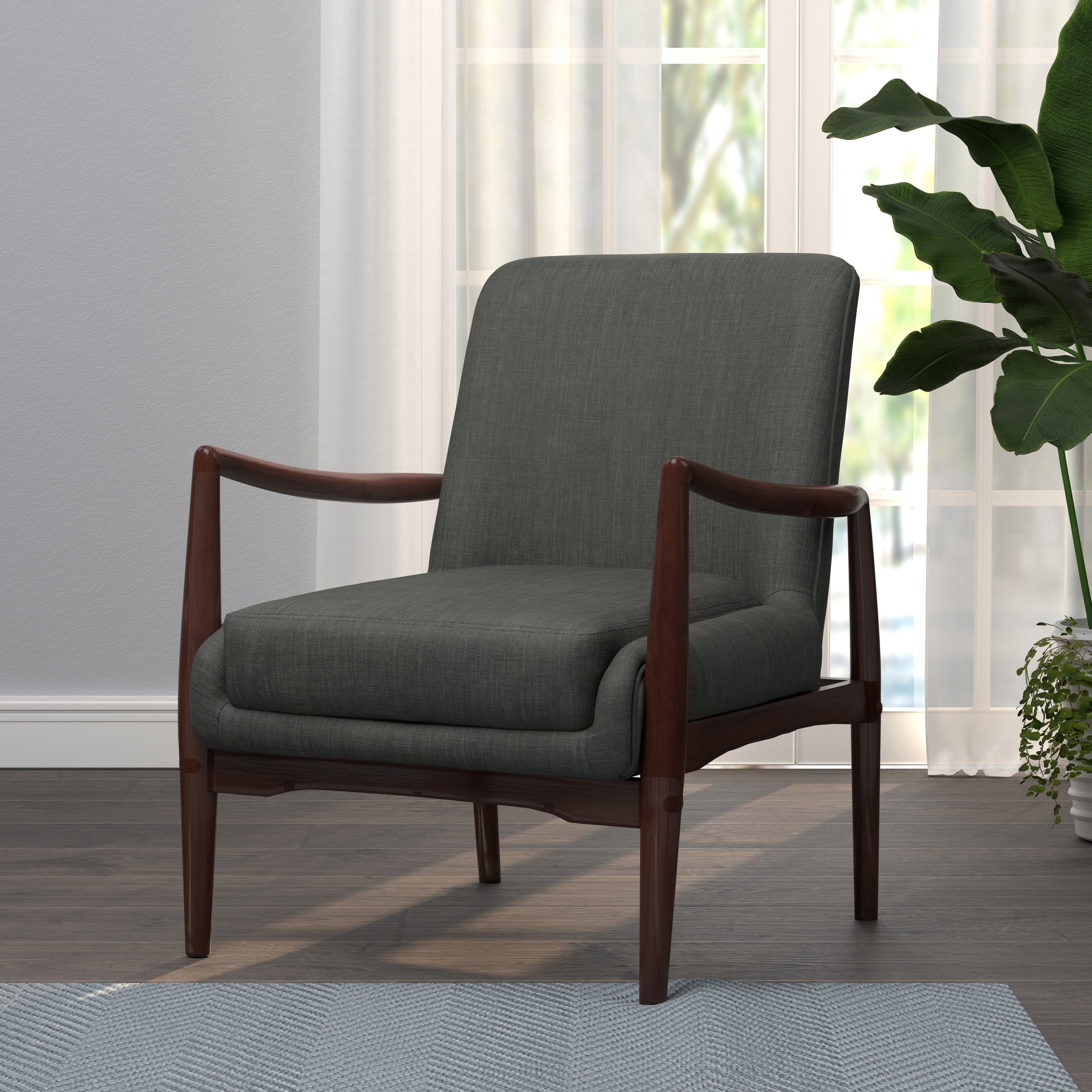 Carson Carrington Oby Dark Grey Wooden Arm Upholstered Accent Chair On Sale Overstock 31683890