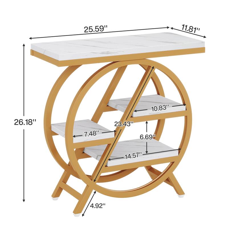 End Table Set of 2, 3-tier Narrow Side Table with Storage for Living Room - 11.8" D x 25.59" W x 26.18" H